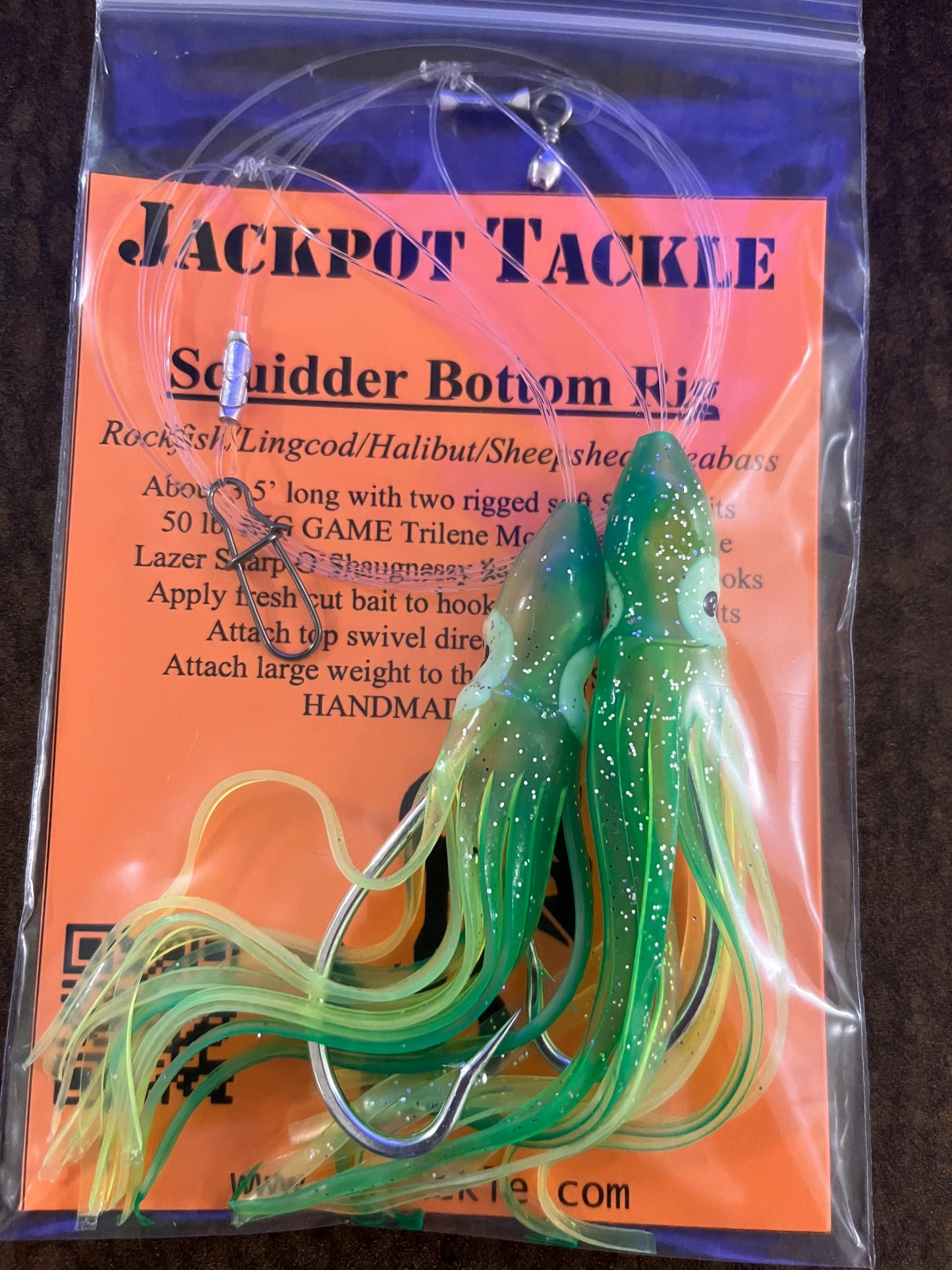 4.75” Double Squid Skirts Rockfish Rig Lingcod Snapper Grouper Bottom Fishing