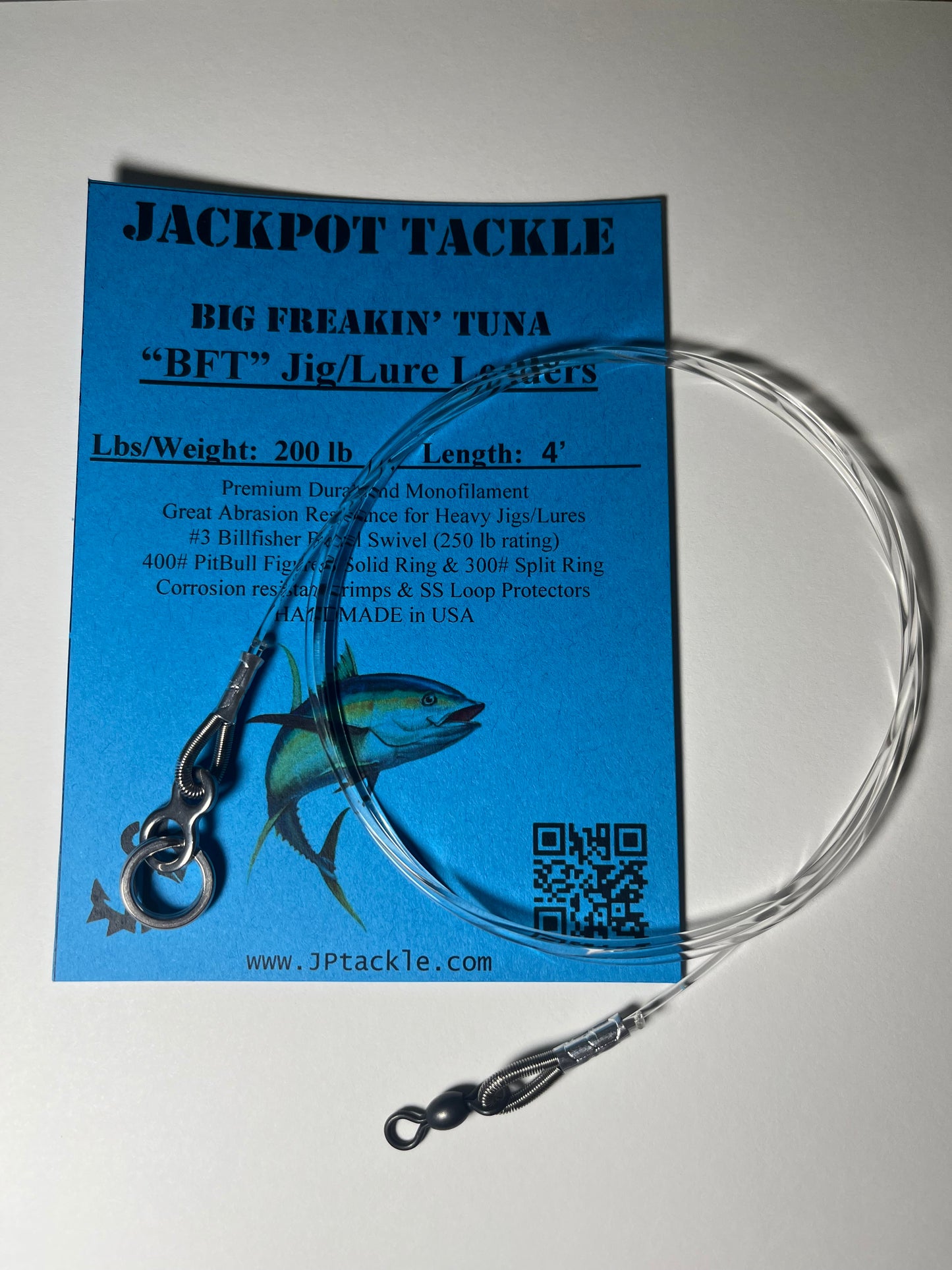 *BFT* 200 lb. 4’ Big Freakin’ Tuna Jig/Lure Leaders (2 PACK)