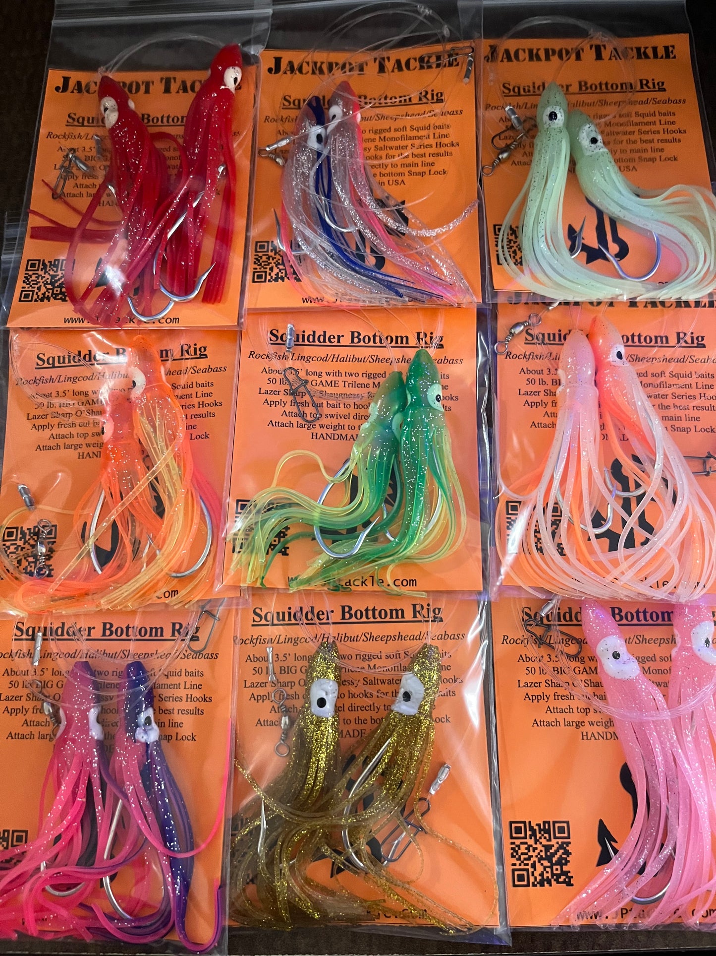 4.75” Double Squid Skirts Rockfish Rig Lingcod Snapper Grouper Bottom Fishing