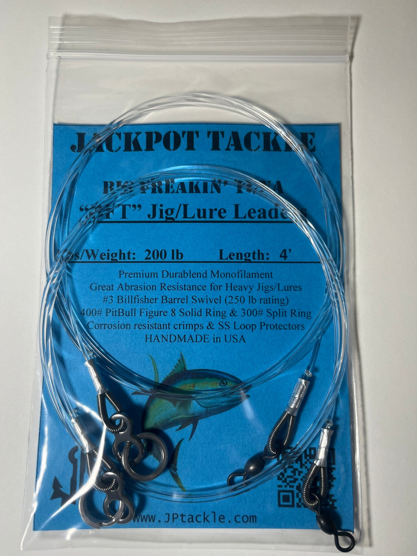 *BFT* 200 lb. 4’ Big Freakin’ Tuna Jig/Lure Leaders (2 PACK)