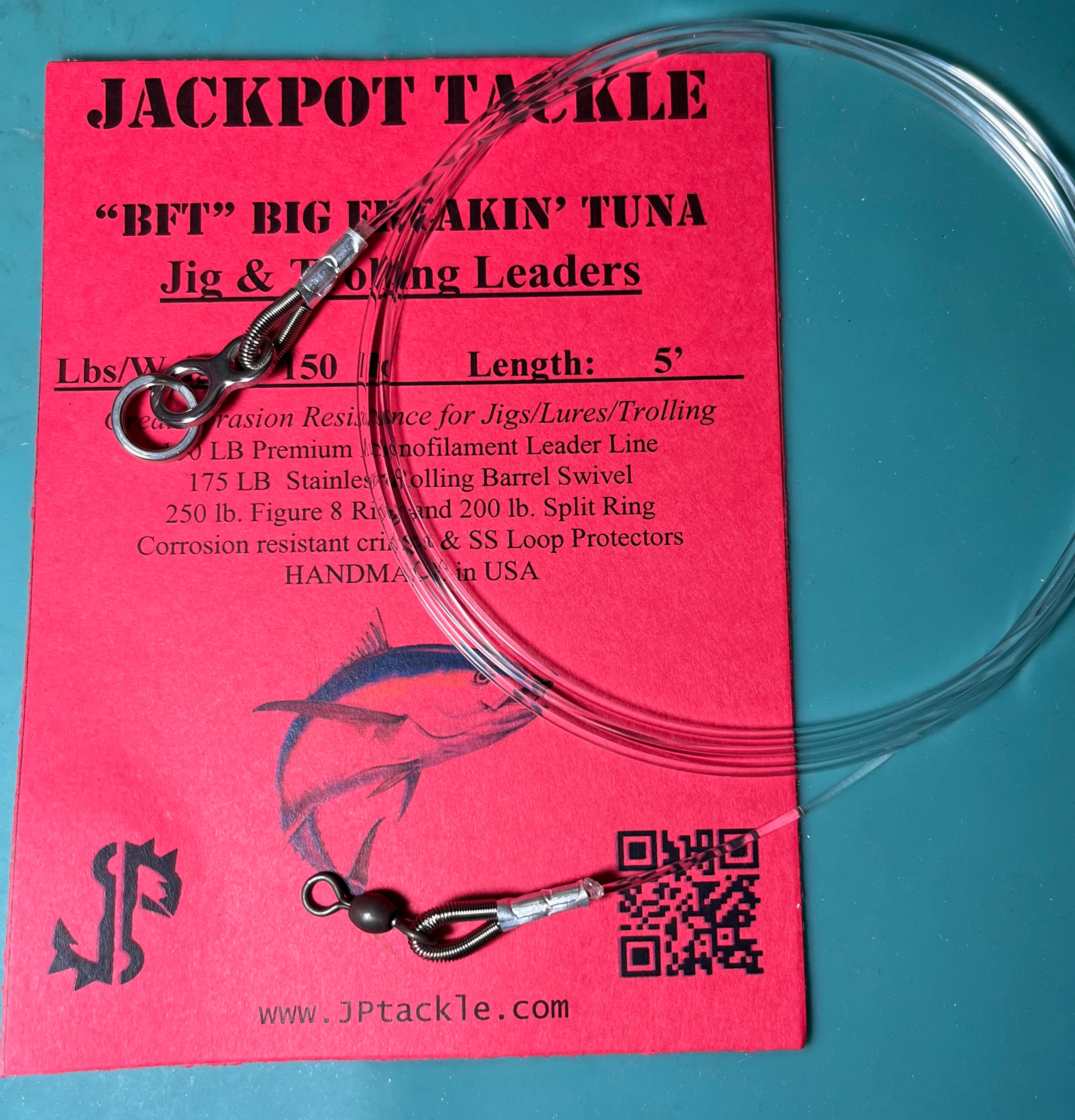 BFT” 200 lb. 5' Big Freakin' Tuna Jig/Lure Leaders (2 Pack) – Jackpot Tackle