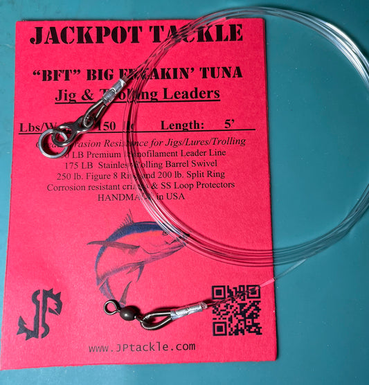 *BFT* 150 lb. 5’  Big Freakin’ Tuna Jig/Lure Leaders (2 PACK)