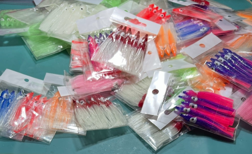 50 PACK!! Hoochie Squid Skirt Soft Plastic Tube Skirts