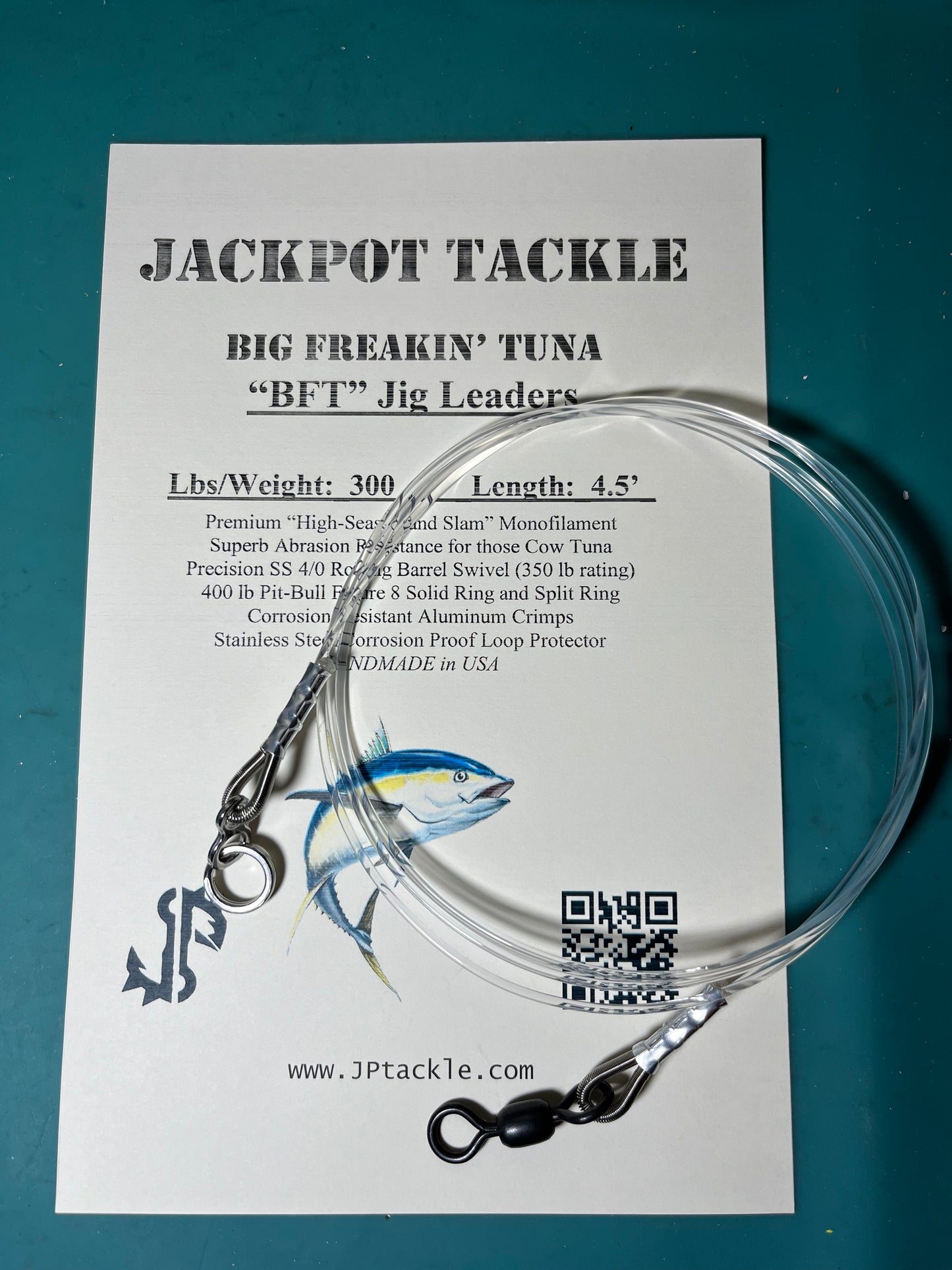 *BFT* 300 lb. 4.5’ BIG FREAKIN' TUNA Jig/Lure Leader (2 PACK)