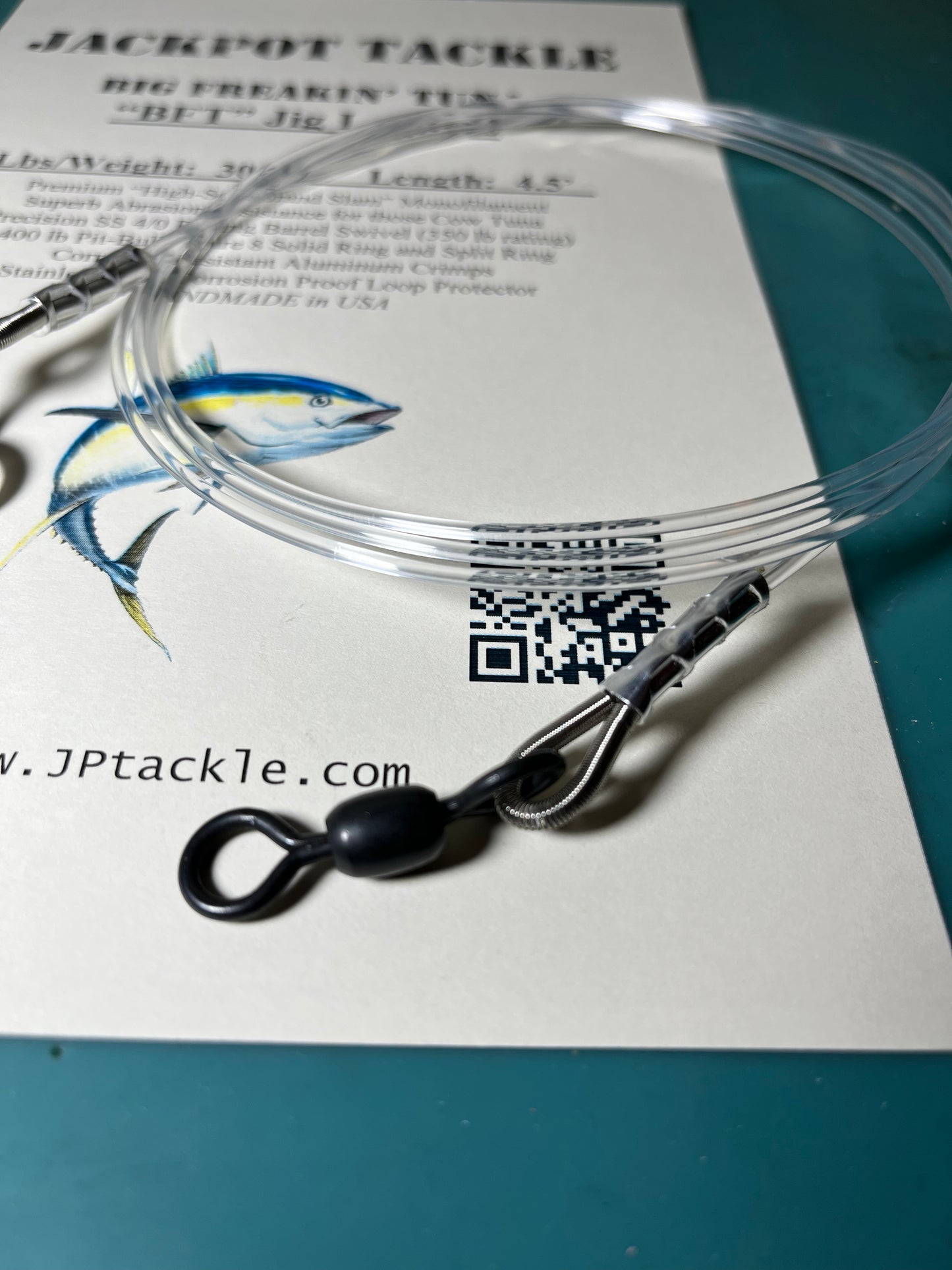 *BFT* 300 lb. 4.5’ BIG FREAKIN' TUNA Jig/Lure Leader (2 PACK)