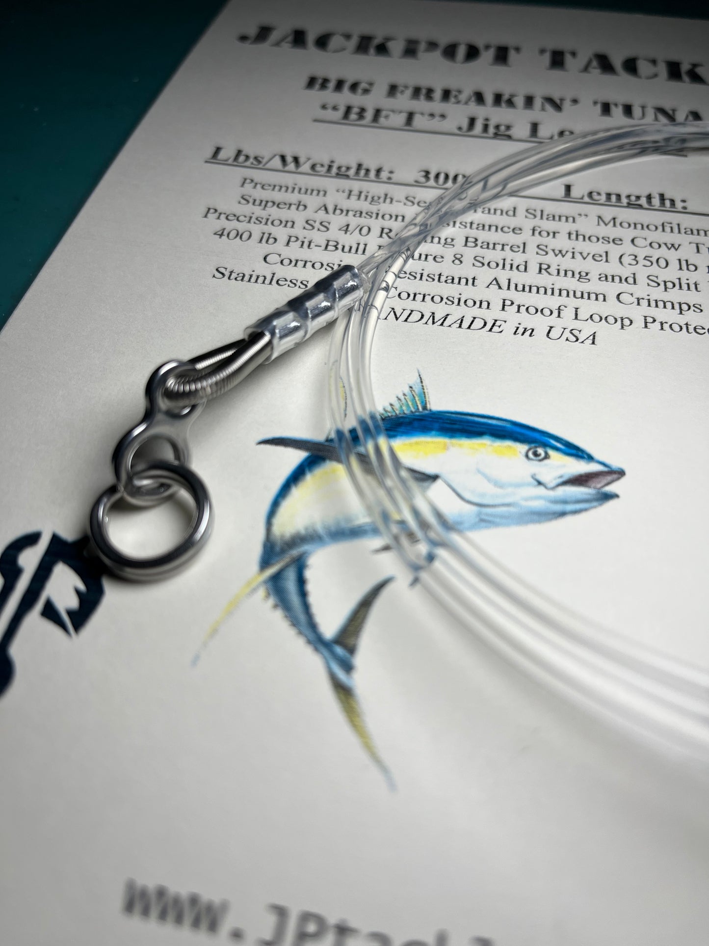 *BFT* 300 lb. 4.5’ BIG FREAKIN' TUNA Jig/Lure Leader (2 PACK)