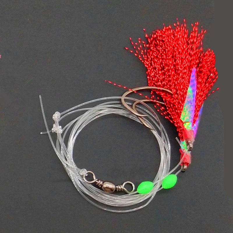 5 PACKS!! Shrimp Fly Feather Jigs Rockfish/Cod/Pier Bottom Fishing Rigs