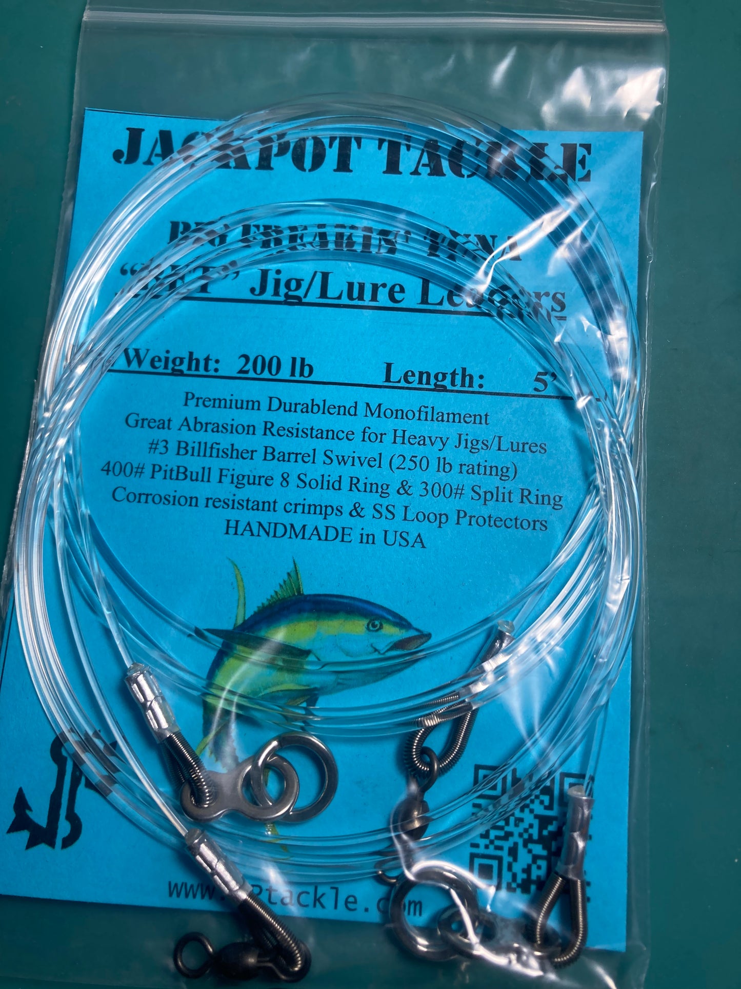 *BFT* 200 lb. 4’ Big Freakin’ Tuna Jig/Lure Leaders (2 PACK)