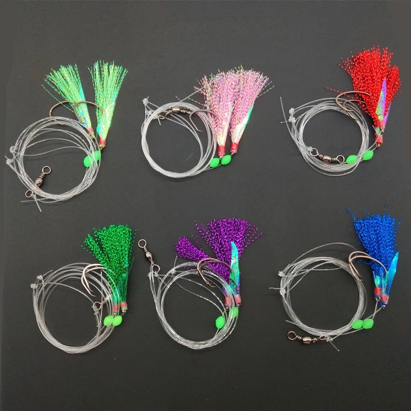 10 PACKS!! Feather Jigs Rockfish/Cod/Pier Bottom Fishing Bonito Flies