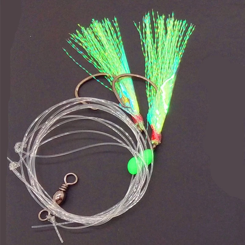 5 PACKS!! Shrimp Fly Feather Jigs Rockfish/Cod/Pier Bottom Fishing Rigs