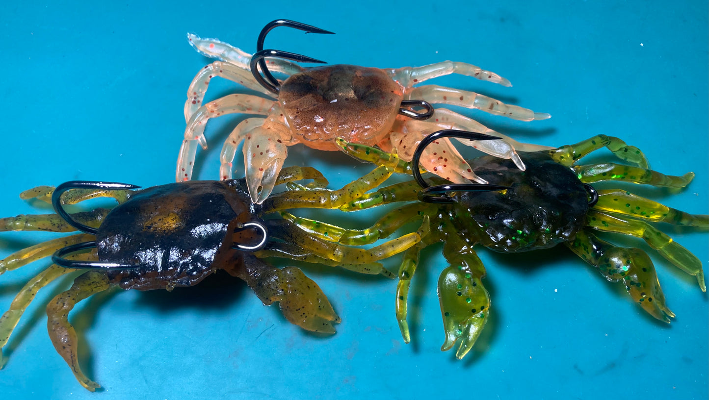 3 PACK Crawlin' Crab 3 inch Crab Walking Legs Soft Fishing Lure Ready to Fish