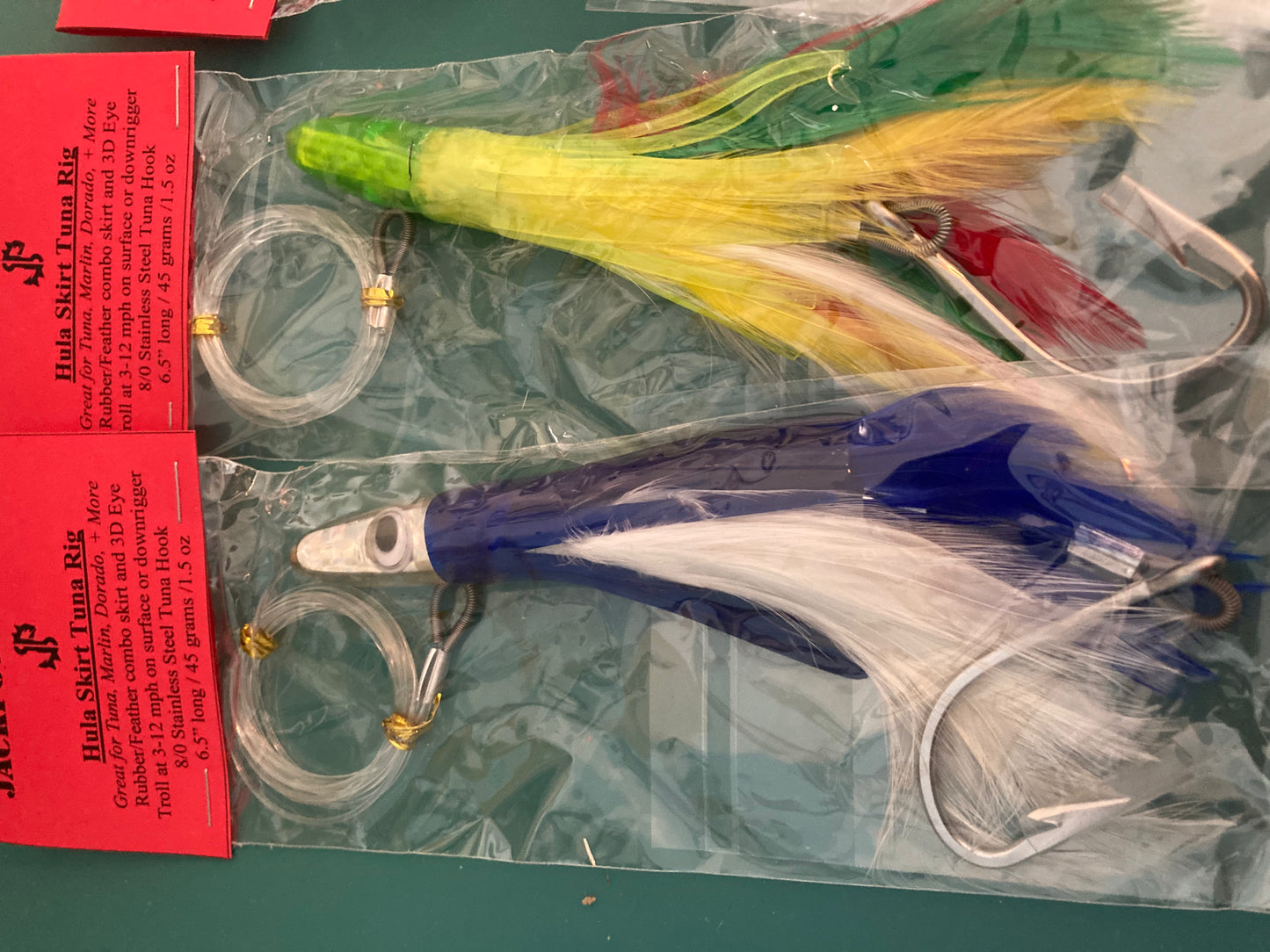 6.5" Hula Skirt Feathered Trolling Rig 1.5 oz Bullet Head Feathered TUNA Lure