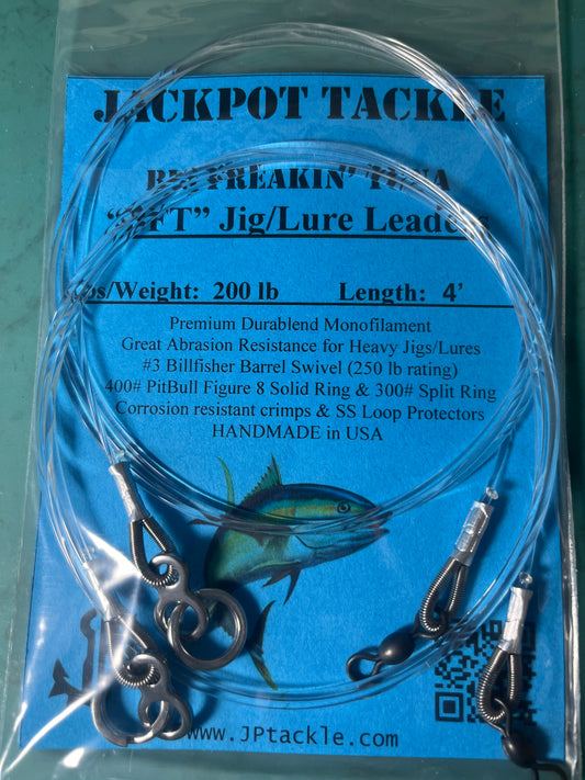 *BFT* 200 lb. 4’ Big Freakin’ Tuna Jig/Lure Leaders (2 PACK)