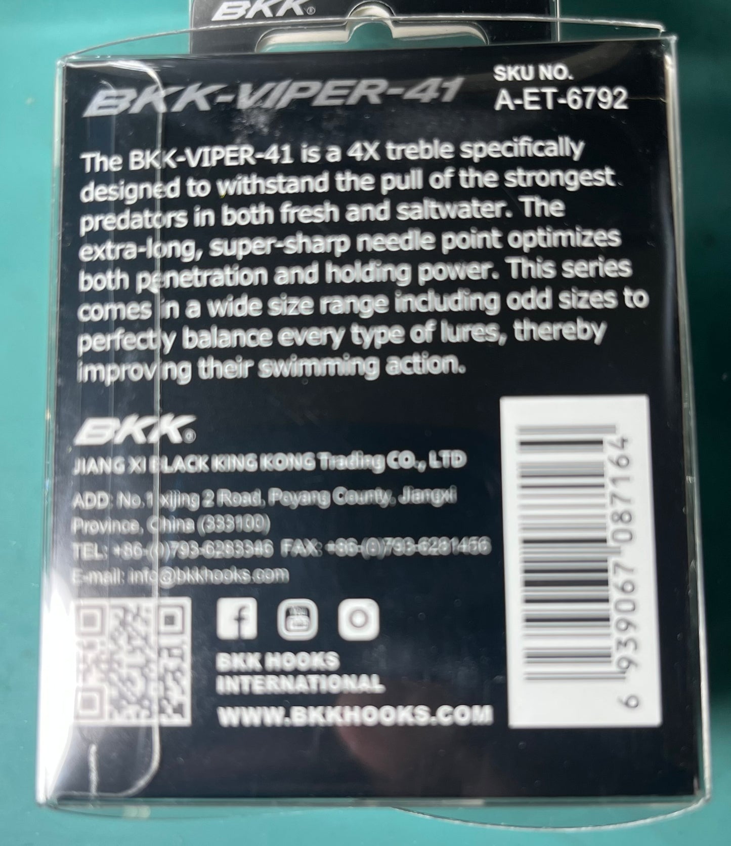 BKK Viper-41 Treble Hooks 5 Pack Size 5/0