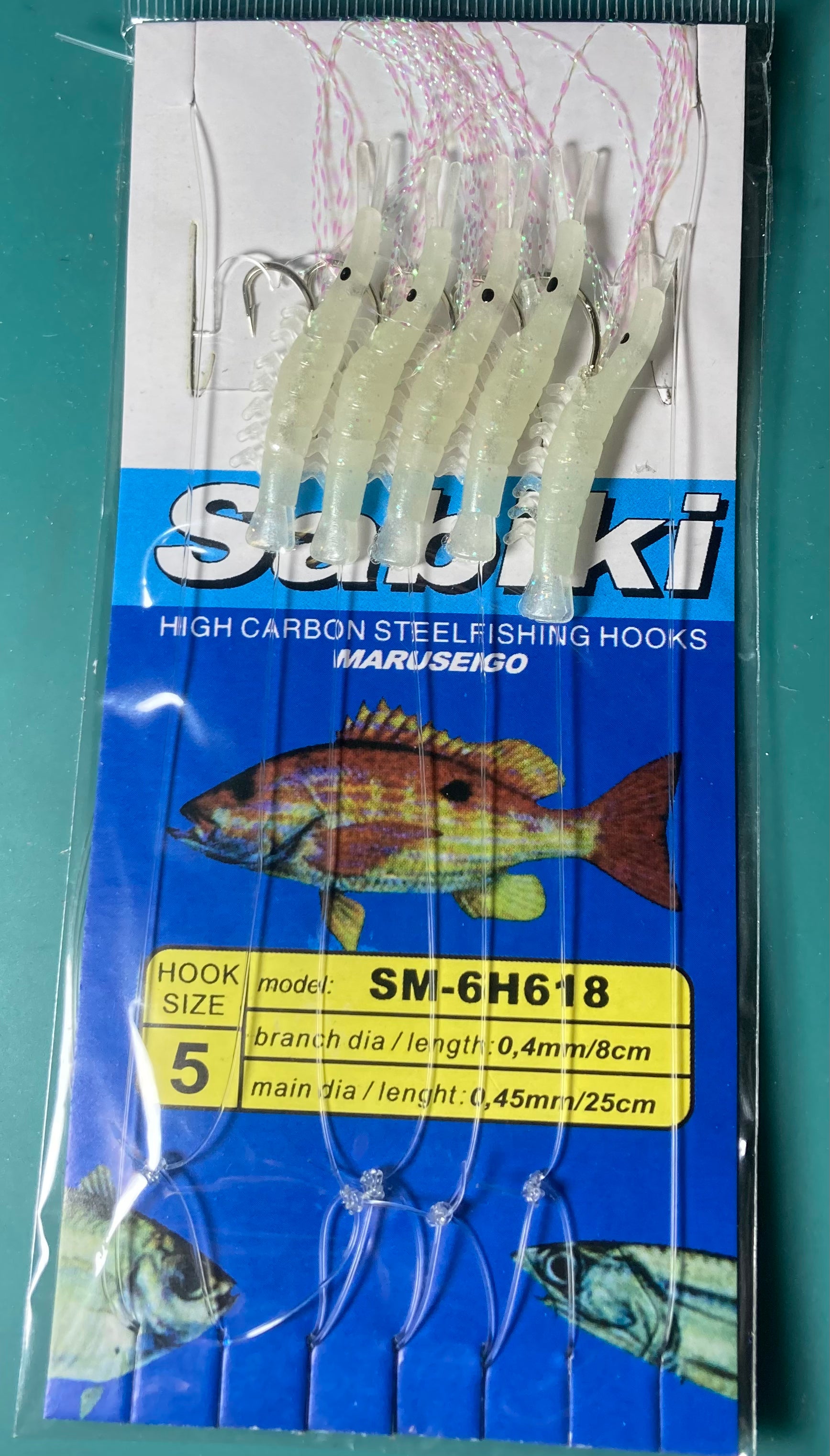 5 Packs New SAGAMIYA Sabiki Live Bait Fishing Rig 6 Hooks #7