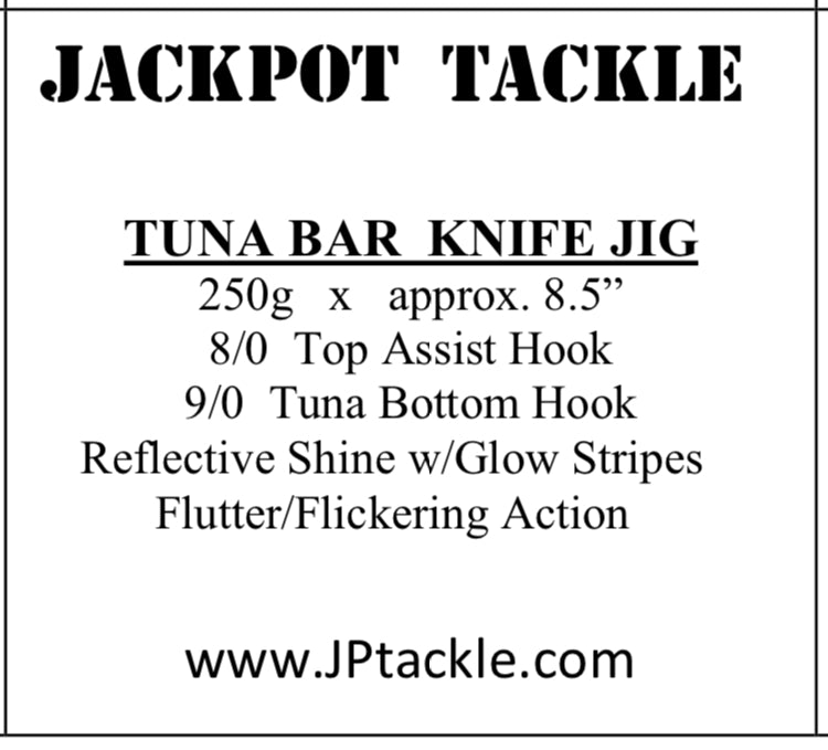 *Tuna Bar* Heavy Knife Jig/Lure in 3 Sizes Jackpot Tackle