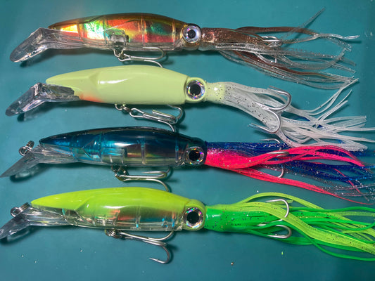 Suicide Squid Casting/Trolling Crankbait lures Rubber tentacles 14cm long