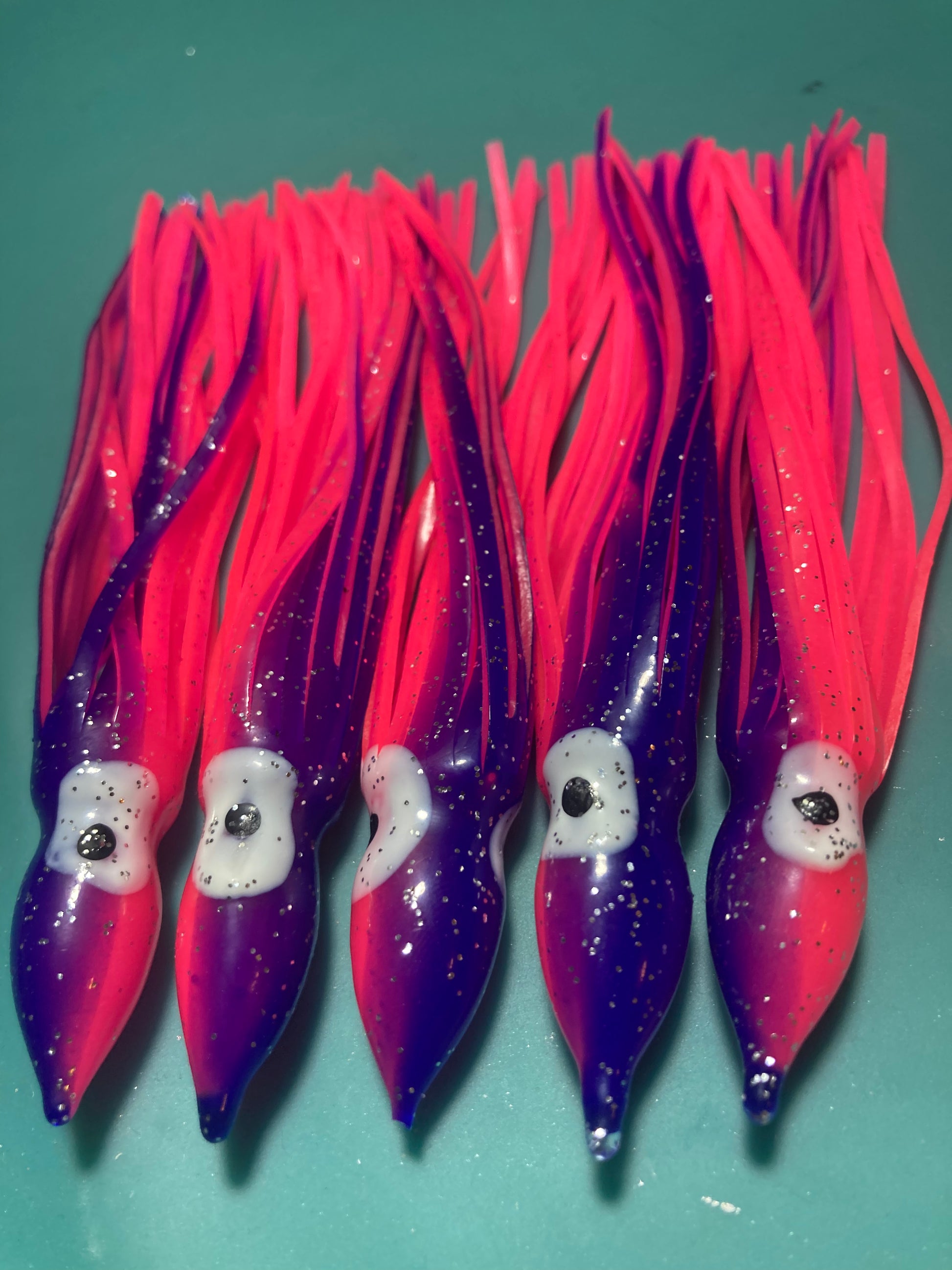  5PCS 6.3/7.8 Luminous Pink Octopus Skirts Soft Plastic Big Trolling  Lure Squid Skirts Fishing Hoochie Baits Lures for Tuna and Game Fish  (16cm-5pcs) : Sports & Outdoors